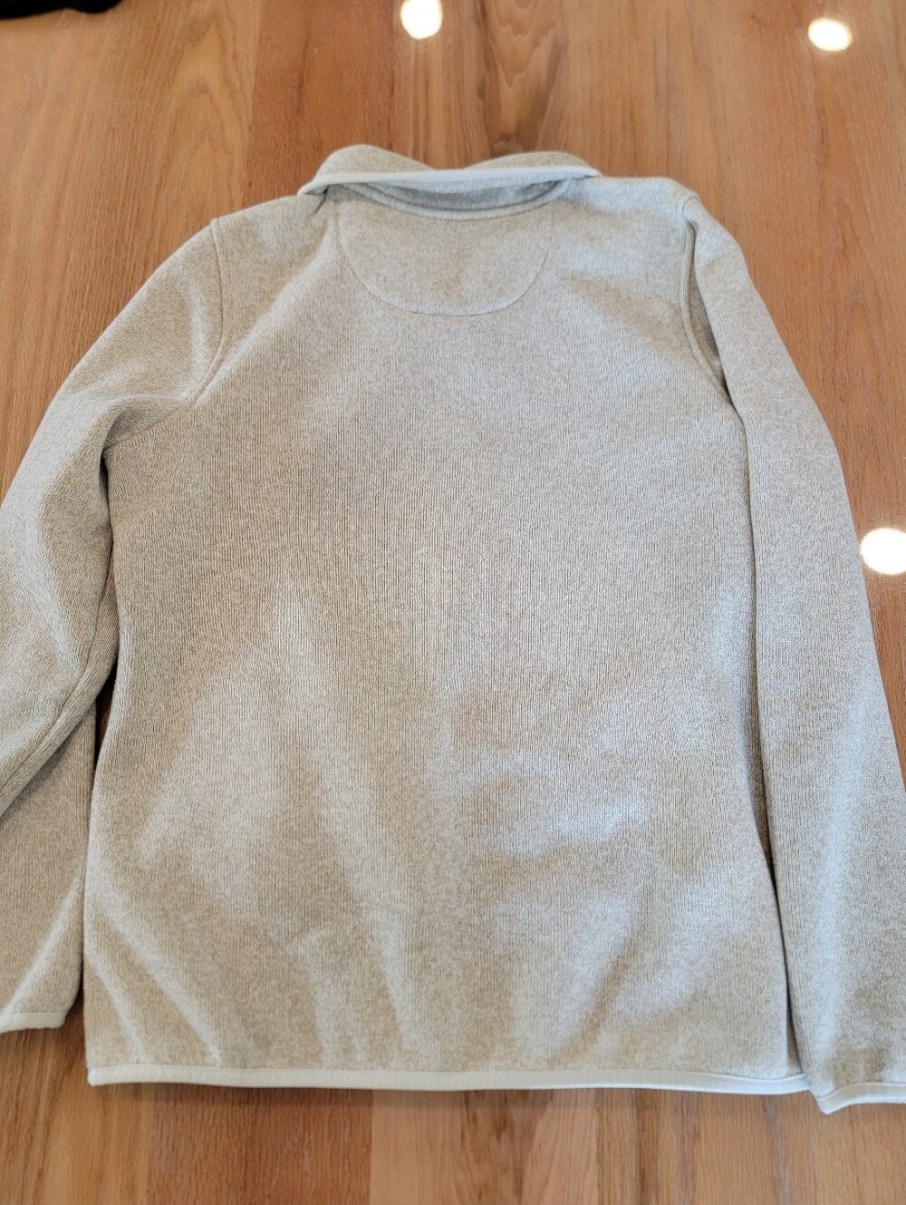L.L. Bean Women’s Sweater Ivory Zip-Neck Fleece Pullover Large Regular - Picture 4 of 6